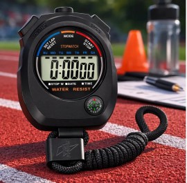 Cronômetro Digital Profissional Esportivo 1/100s Alarme Preto Pro - Power Trinity